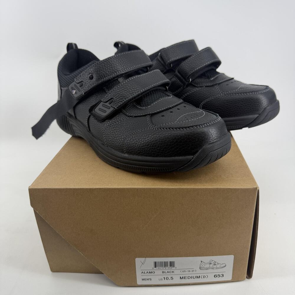 Orthofeet Alamo Shoes Mens Size 10.5 Black Leather Orthopedic Comfort Sneakers